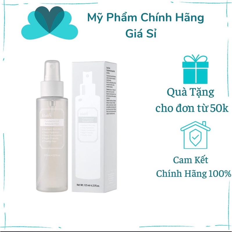 Xịt Khoáng Dưỡng Ẩm, Làm Dịu Da, Chống Oxy Hóa Klairs Fundamental Ampule Mist 125ml