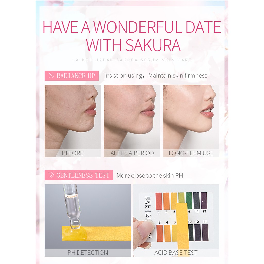 Serum hoa anh đào LAIKOU thu nhỏ lỗ chân lông chống lão hóa với axit hyaluronic dưỡng ẩm chuyên dụng 17ml