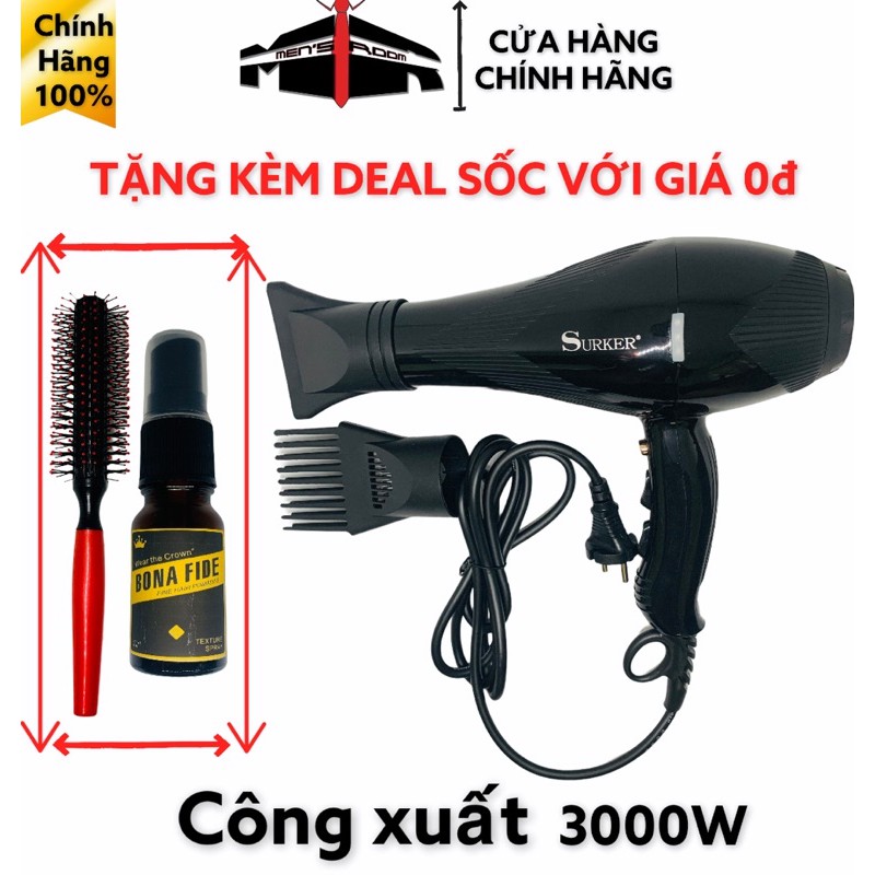 (Bảo hành 3 tháng) Máy sấy tóc Surker SK-3901 công xuất 3000w tặng kèm Deal sốc với giá 0đ