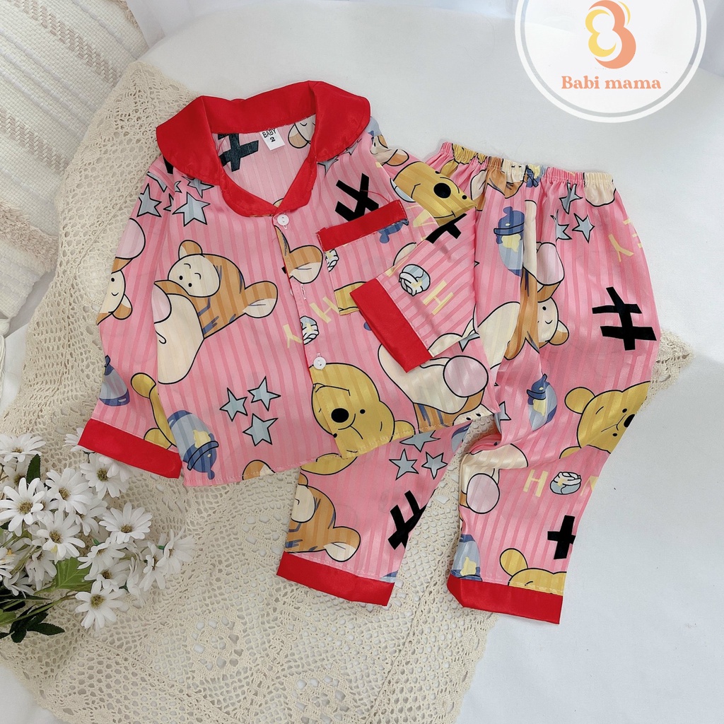 Bộ Đồ Ngủ Pijama Dài Tay Cho Bé Gái Mặc Nhà Lụa Gấm Cao Cấo - BPN01