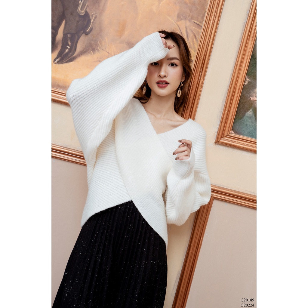 Len gân cổ V vạt chéo tay bo gân TIINSTORE G21219 | BigBuy360 - bigbuy360.vn