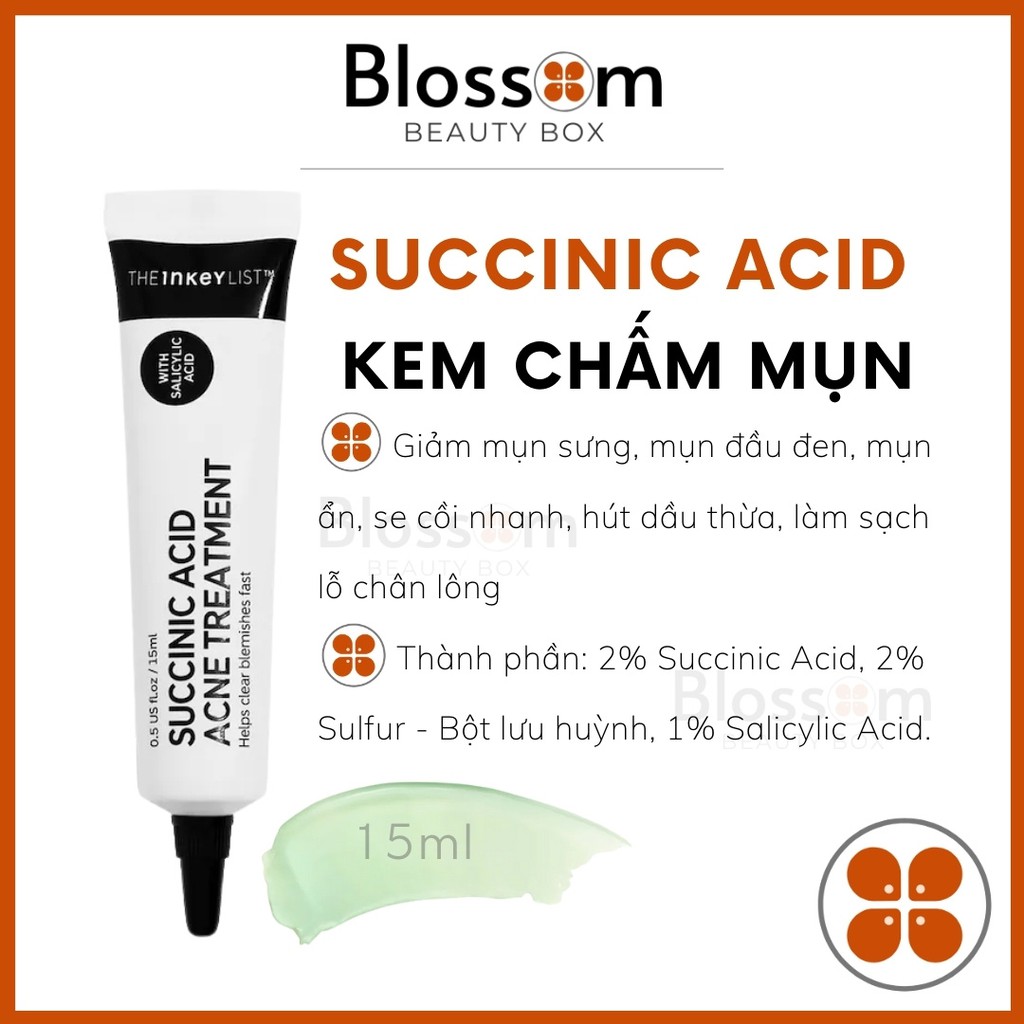 Kem chấm mụn SUCCINIC ACID Acne Treatment the inkey list 15mL