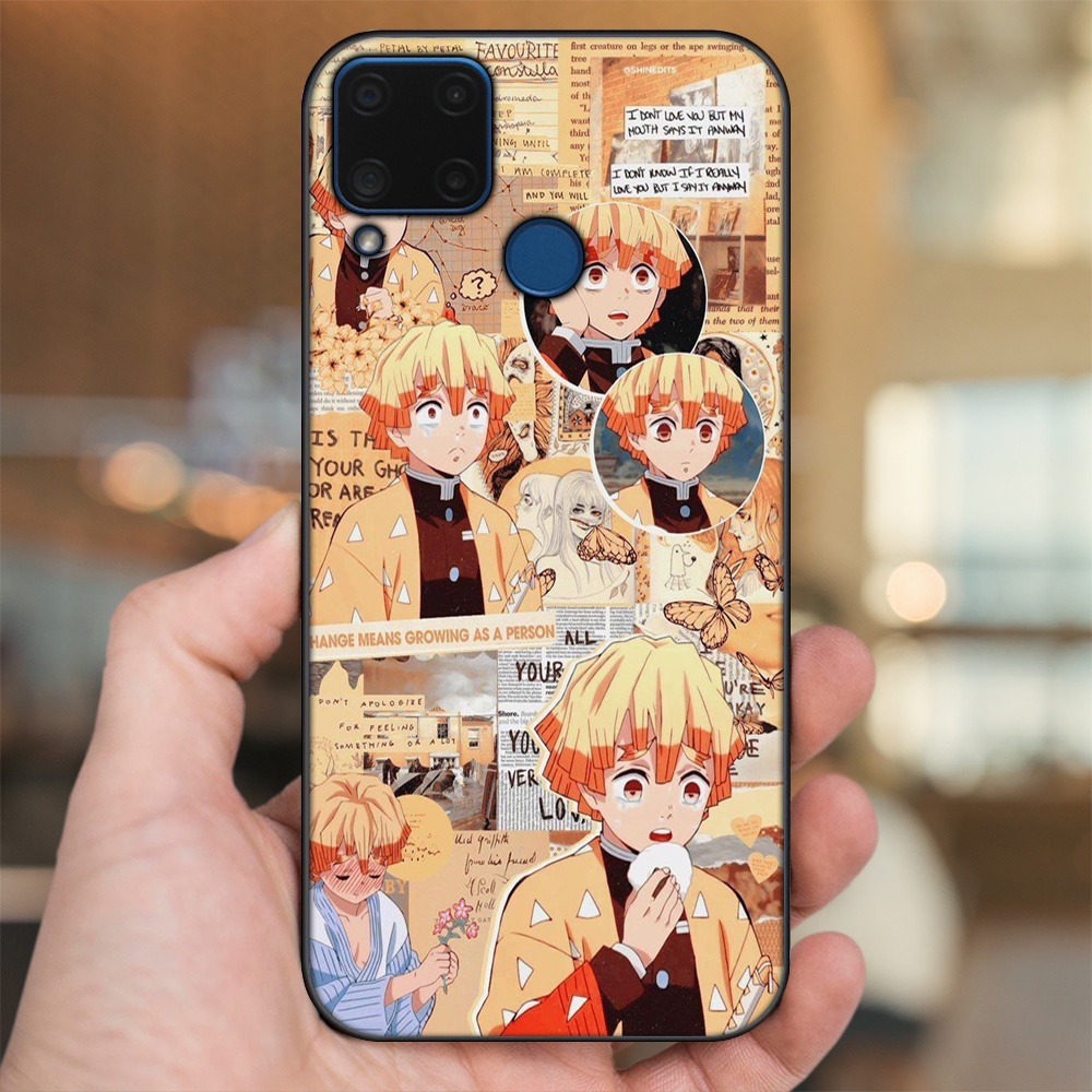 Ốp lưng Realme C15 viền đen in hình Zenitsu Kimetsu no Yaiba