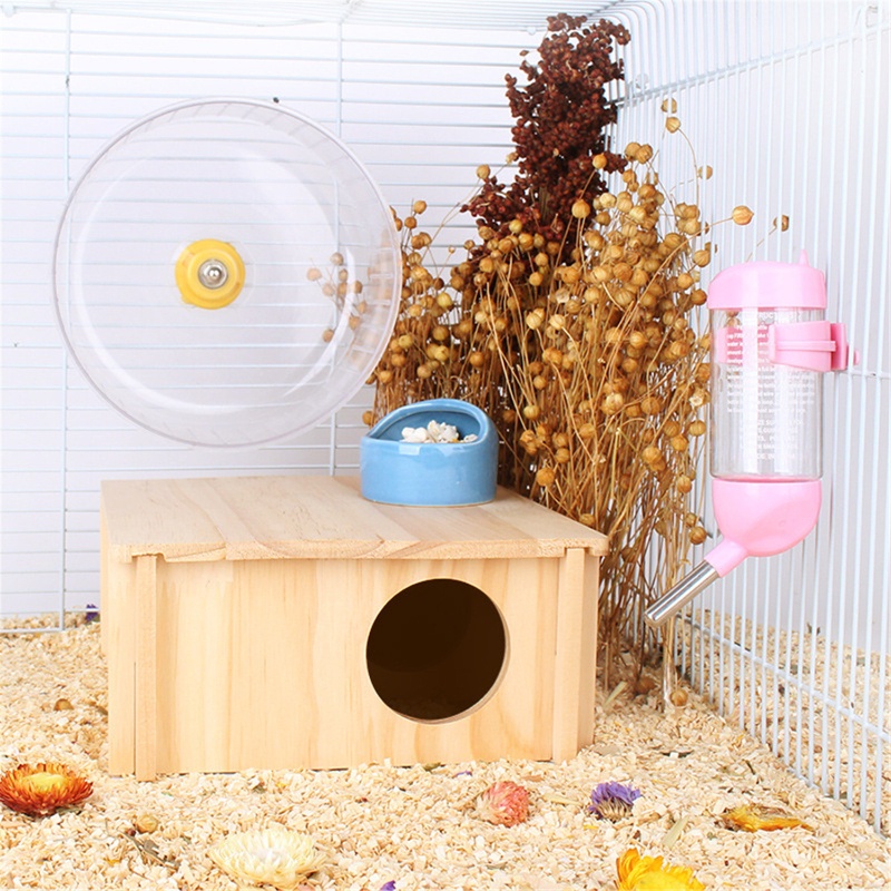 Thùng gỗ nhà ở nơi ẩn náu với 2 buồng cho động vật nhỏ chuột hamster/ chuột chinchillas/ chuột lang