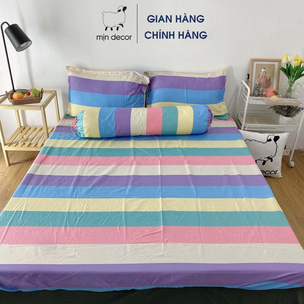 Bộ ga giường vỏ gối, bộ drap giường cotton 3D thoáng mát bo chun miễn phí mẫu mã đa dạng