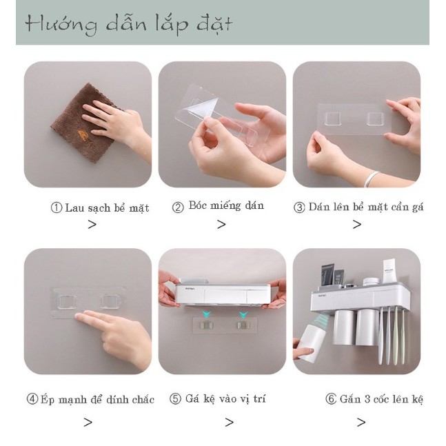 Kệ nhà tắm thông minh + Hộp lấy kem đánh răng thông minh - Thương hiệu Nhật Bản Oenon (tặng kèm 03 cốc đế từ)