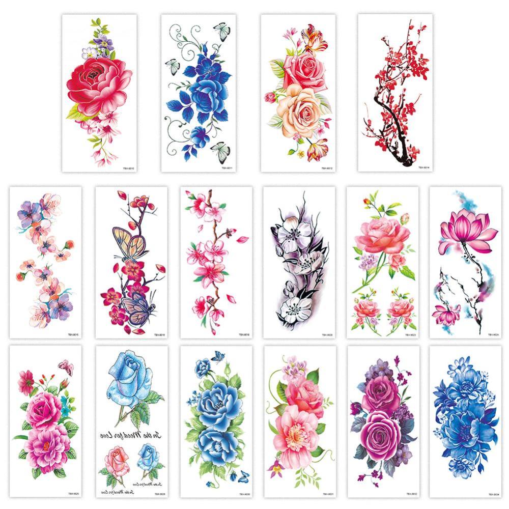 Hình Xăm Dán Tạm Thời Họa Tiết Hoa Hồng 3D Chống Thấm Nước Trang Trí Cho Nữ L2W6