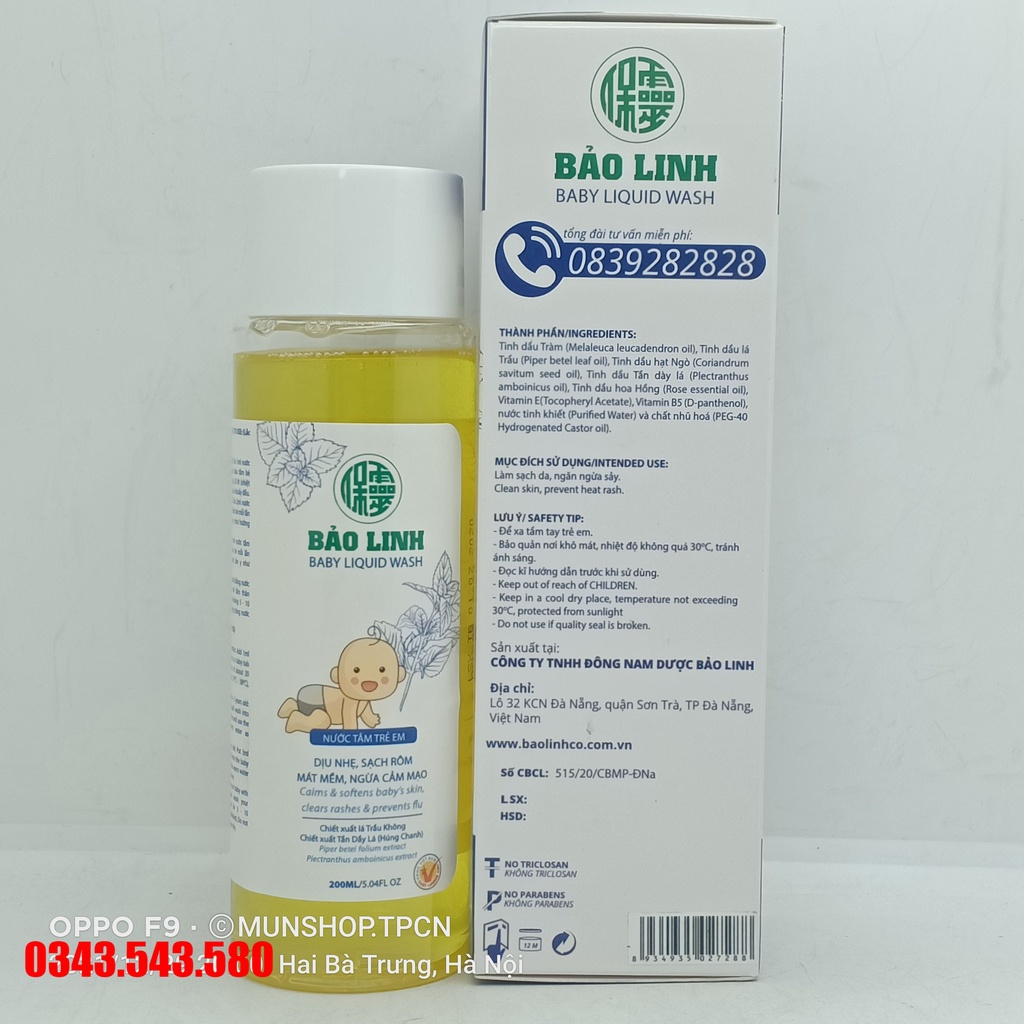 Dung dịch nước tắm em bé Bảo Linh chai 200ml