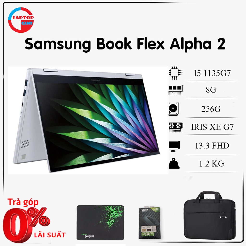 Laptop Samsung Galaxy Book Flex Alpha 2( i5-1135G7, RAM 8G, SSD NVMe 256G, VGA Intel Iris Xe G7, màn 13.3 )