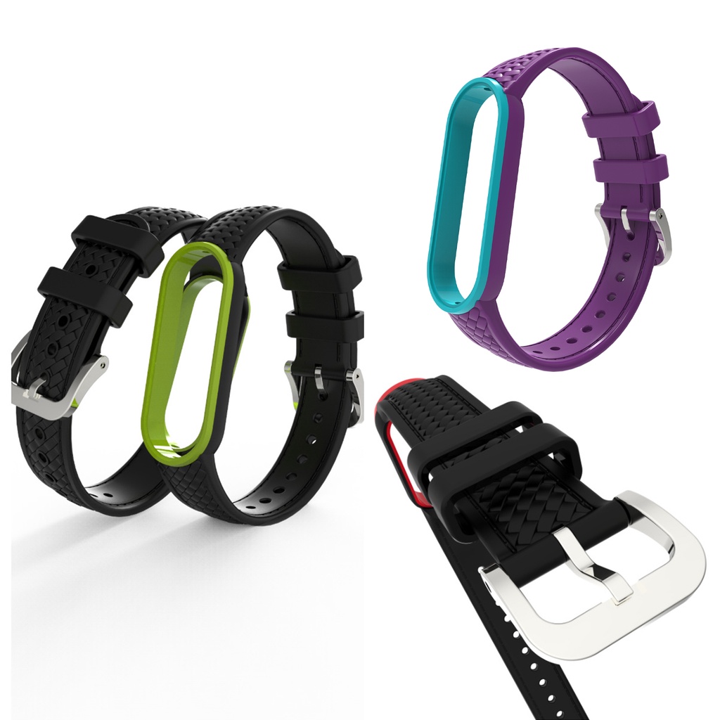 Dây Đeo Silicon Mềm Kết Cấu Sợi Carbon Chống Mồ Hôi Thay Thế Cho Xiaomi Mi Band 5 / 6