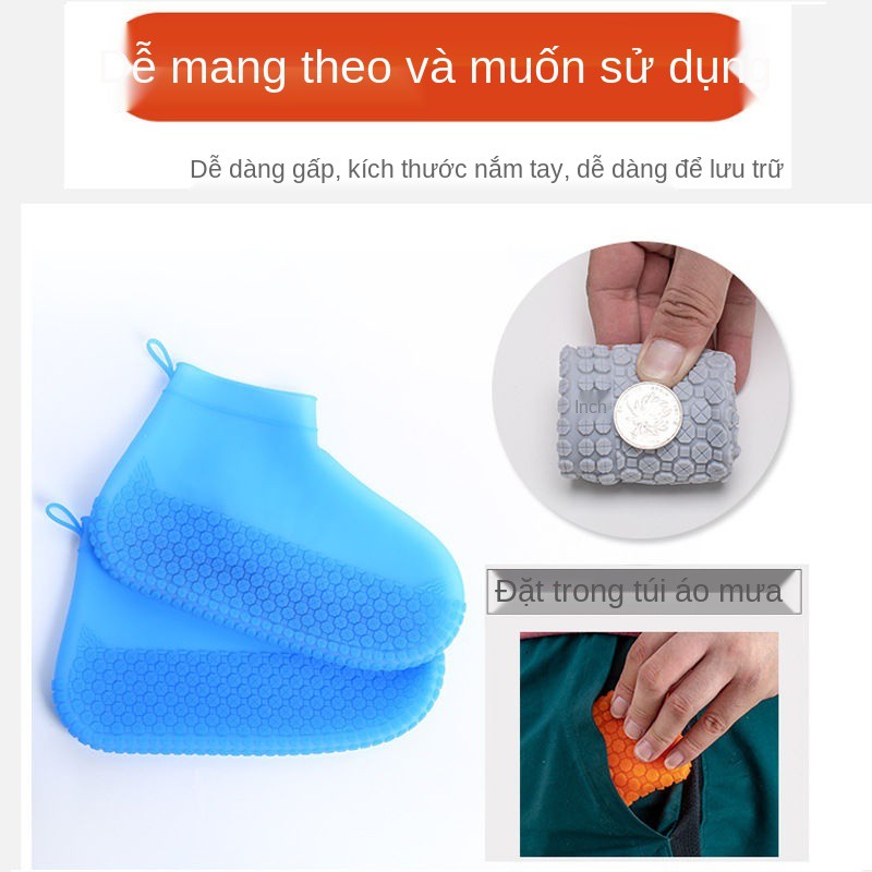 Tấm che giày, giày đi mưa chống nước mưa, lớp silicone dày trượt của nam và nữ, trẻ em, có thể giặt được vào ngà