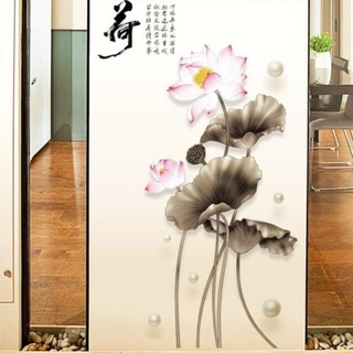 Decal dán tường Tranh dán tường hoa sen xám SK9379 Zooyoo