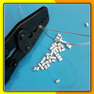 Bộ 50 ống cốt nhôm khoá dây cáp kèm dây cáp 1mm, treo bảng tên, trang trí nội thất, tự động hóa