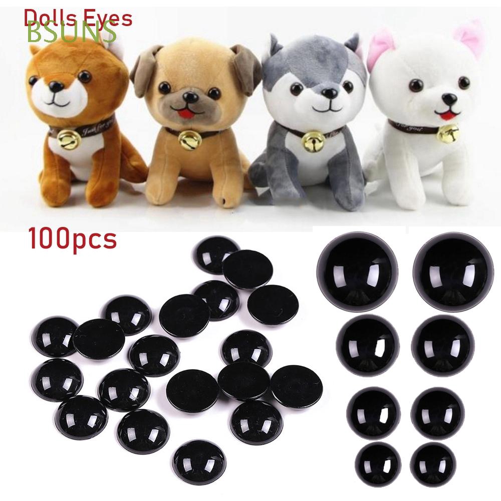 Set 100 mắt giả bằng nhựa màu đen kích thước 3-12mm dùng trang trí búp bê/ gấu bông