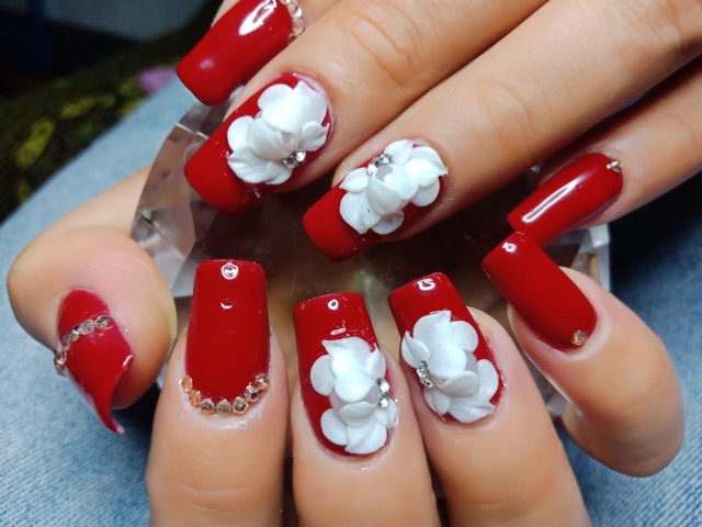 Hoa bột nail gắn móng tay chân ảnh shop chụp