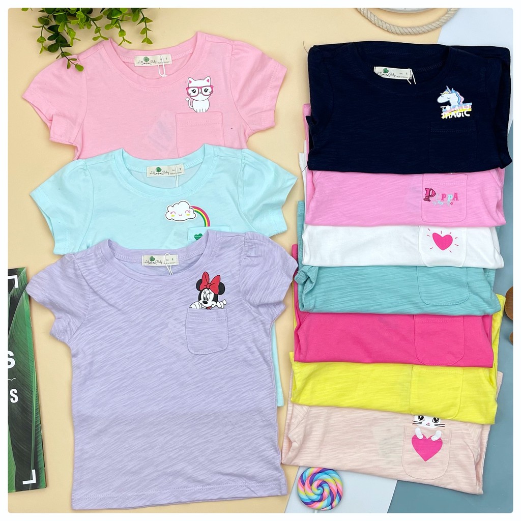 Áo cotton sược côc tay túi ngực bé gái size 1-5, cho bạn từ 10-17kg. Chất cotton sược mặc siêu mát, kiểu dáng đẹp. Lô 2