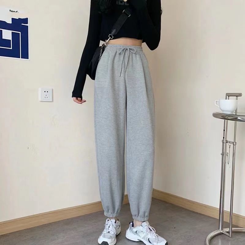 Quần jogger nữ ống rộng thể thao ZENA cạp chun bo gấu chất da cá xịn Q230