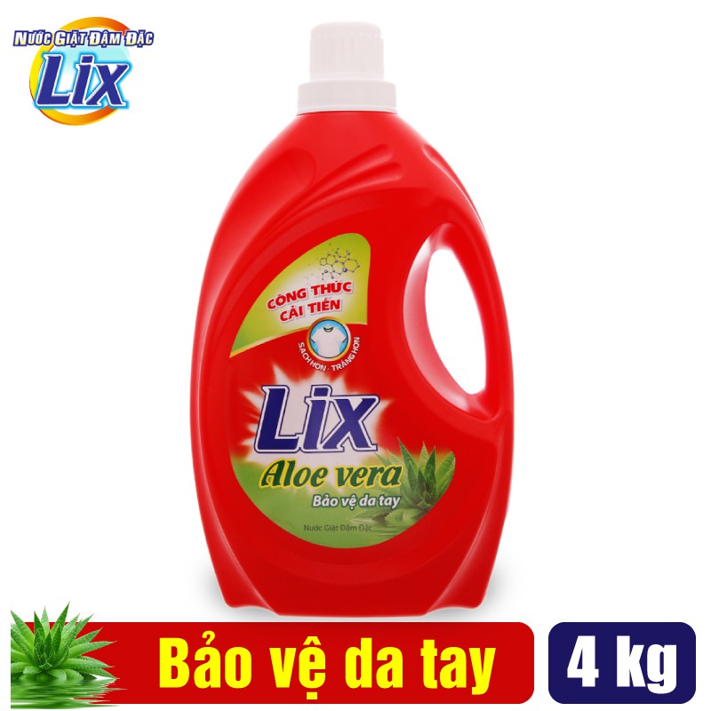 Nước giặt Lix Đậm Đặc Nha Đam Chai 3.6Kg - Bảo Vệ Da Tay - NG400