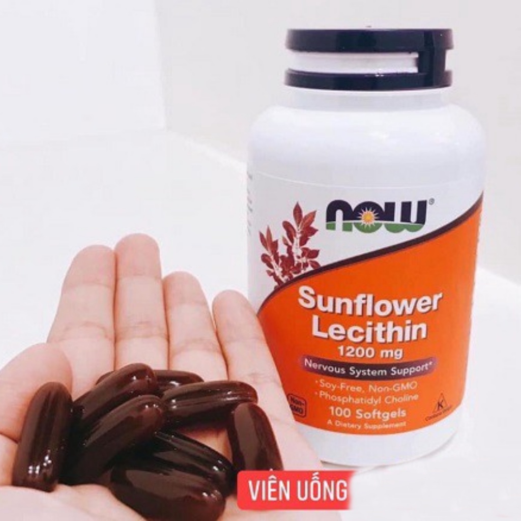 Viên uống chống tắc tia sữa Now Sunflower Lecithin 1200mg 100 viên