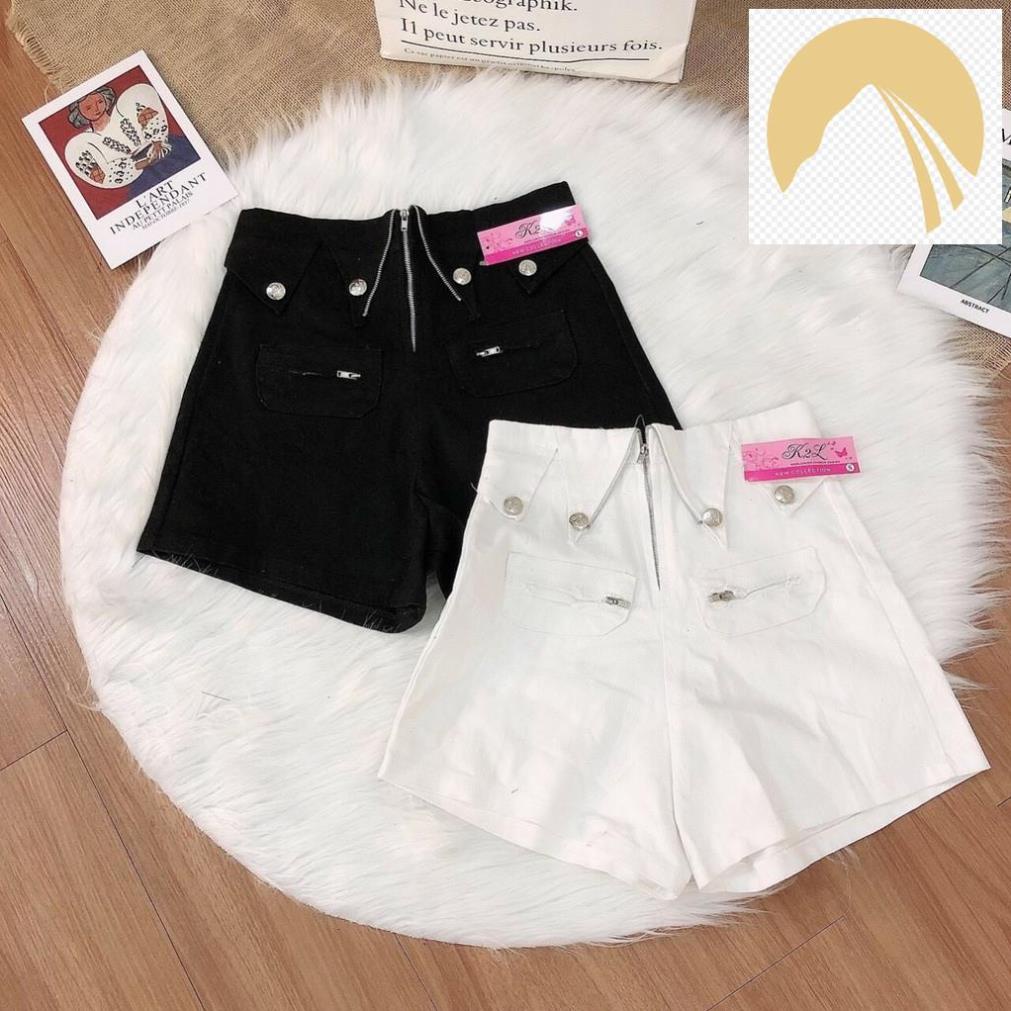 ✍️ Quần shorts kaki lưng cao phối dây kéo giữa , 4 nút bên cực xinh , chất kaki dày dặn co giãn nhẹ cực chất ✍️
