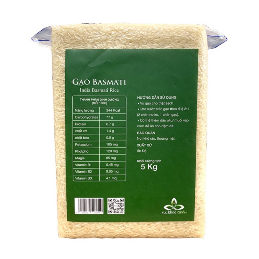 Gạo Basmati Ấn Độ 5kg Hỗ Trợ Ngăn Ngừa Tiểu đường *FREESHIP* Gạo Basmati Cho Người Tiểu Đường Eatclean