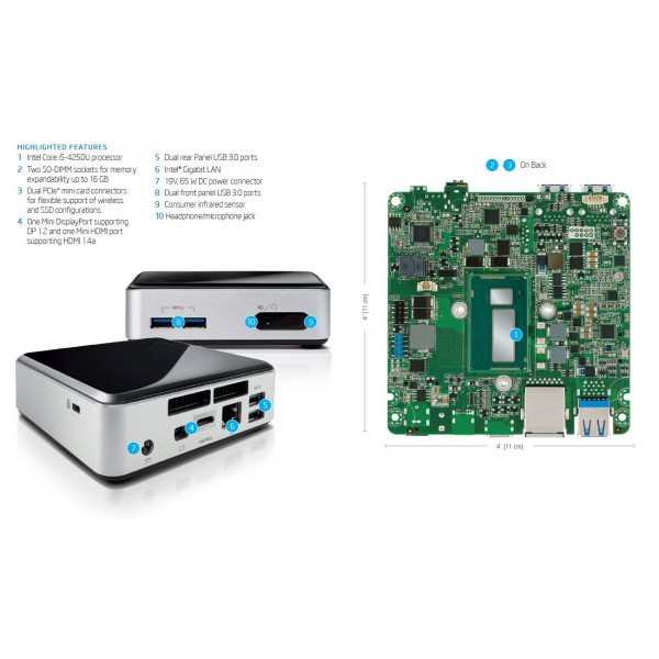 Intel Nuc D54250WYK I5 Gen4, Ram 4G, SSD 120G, HDMI xem phim 4K | BigBuy360 - bigbuy360.vn
