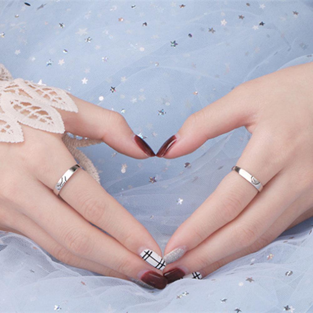 Nhẫn Đôi Bằng Kim Loại Tùy Chỉnh Thời Trang Cho Nam Và Nữ