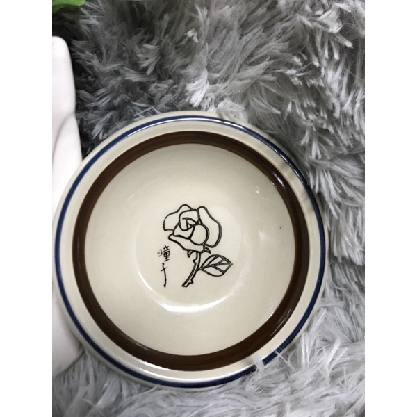 Dĩa sâu lòng viền nâu hoa hồng size 13.5cm