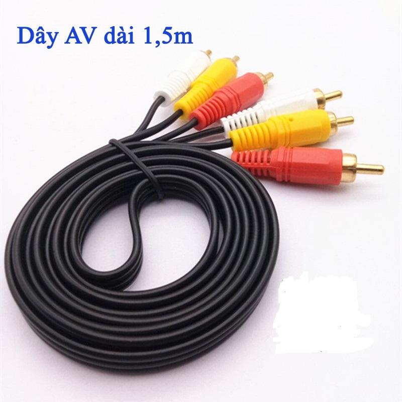 Dây Loa AV 6 Đầu Jack Hoa Sen  RCA Dài 1m5 Đầu Jack Chắc Chắn, Đàn Hồi Tốt, Dây Lõi Đồng To
