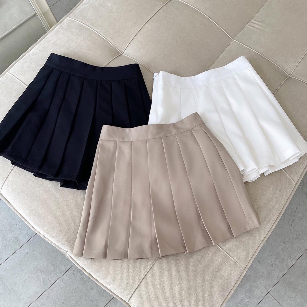 Chân váy nữ trơn Tennis Skirts TOPTIFY xếp ly có lót quần VV01