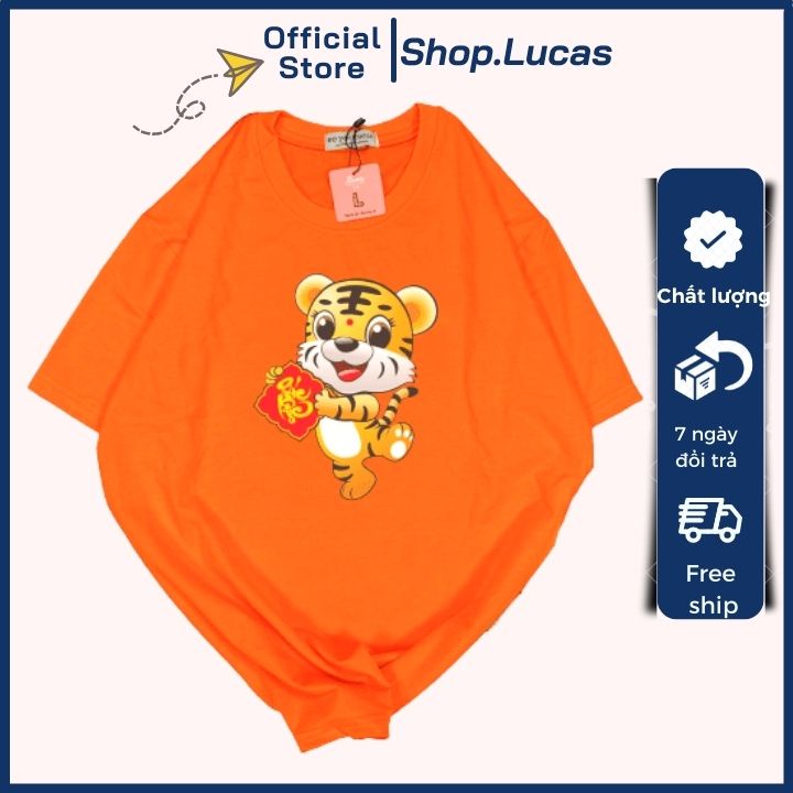 Áo Thun - Tết unisex in hình con Cọp, con Hổ Áo Phông - Mẫu Cọp cầm liễng chúc Tết - shop.lucas
