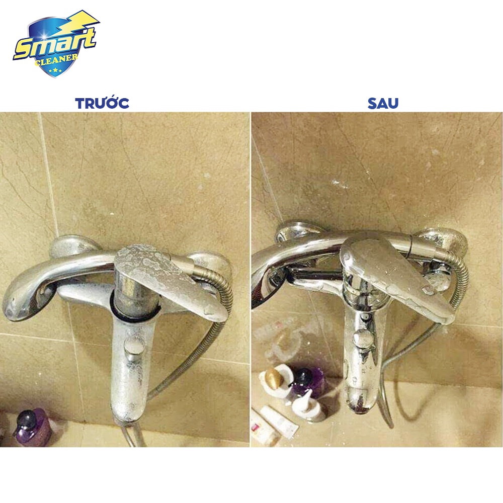 Combo 2 chai nước tẩy rửa cặn canxi sen vòi nhà tắm SMART TC làm sạch vết nước cứng 300/500ml