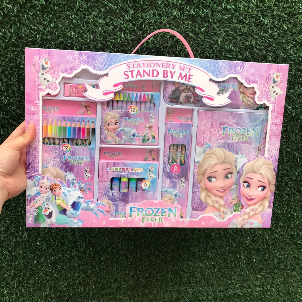 Bộ đồ dụng cụ học tập cho bé 9 món kết hợp bộ màu vẽ nhiều mẫu, hộp quà tặng