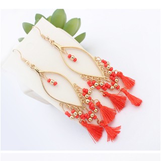 Khuyên tai Boho phong cách Vintage hoa gió lông vũ - Bông Tai Đi Biển