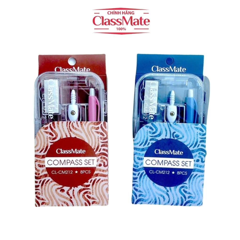 Bộ Đồ Dùng Học Tập 8 Món CLASSMATE Compa, Ngòi Chì, Tẩy Gôm, Thước, Eke CM212
