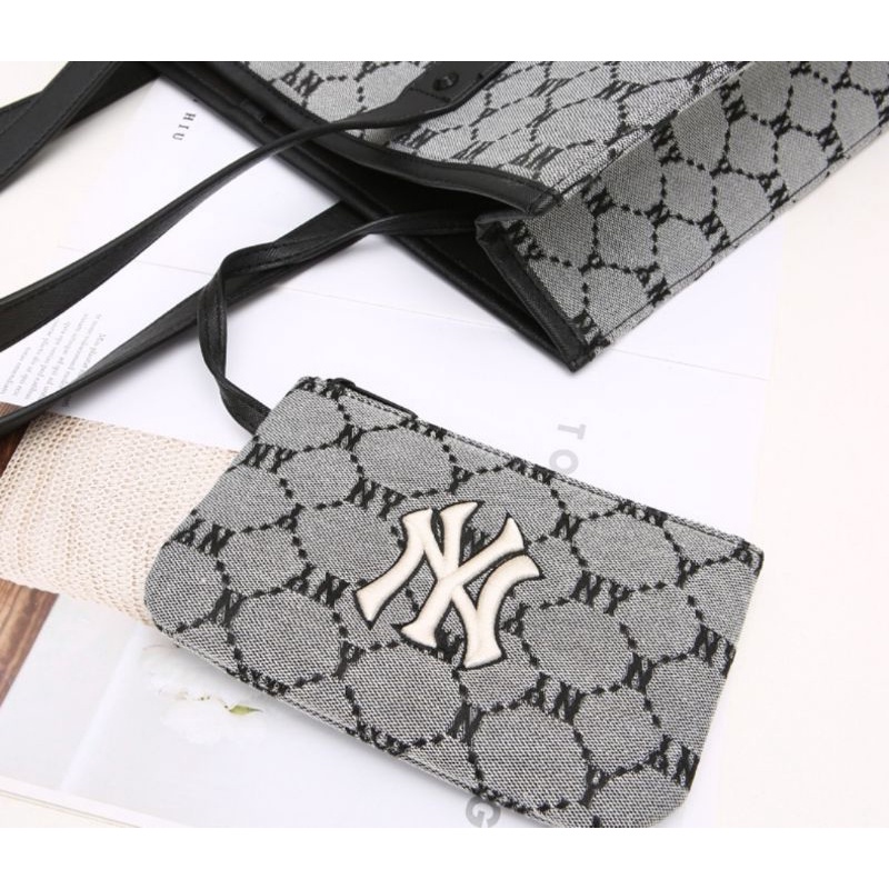 Túi Tote MLB Monogram Kèm Ví Nhỏ Siêu Hot, Túi Tote ny 3 Tone Màu Sang Trọng Unisex