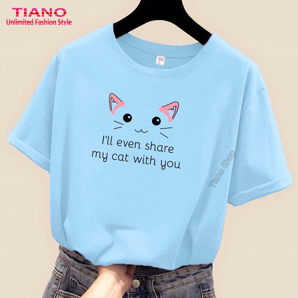 Áo Thun Tay Ngắn Tai Mèo AT-053 - Tiano - Phù Hợp Mọi Vóc Dáng - Áo Thun Nam - Áo Thun Nữ