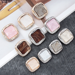 Set 10 Nút Áo Kim Loại Hình Vuông Đính Đá Sang Trọng