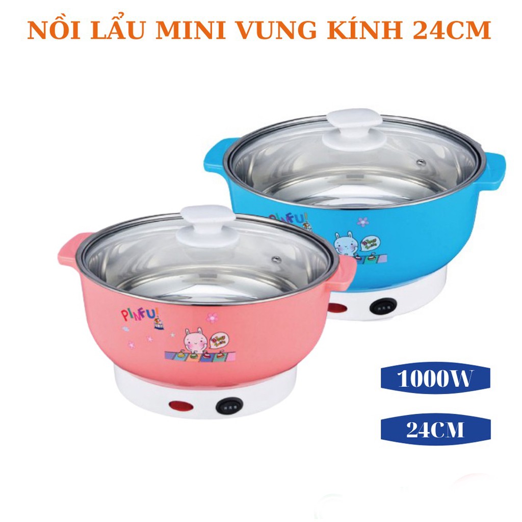 Nồi Lẩu Điện Mini 24cm Nika 1000W Inox - Bếp Lẩu Gia Đình 24cm Siêu Tốc Bảo Hành 1 Năm