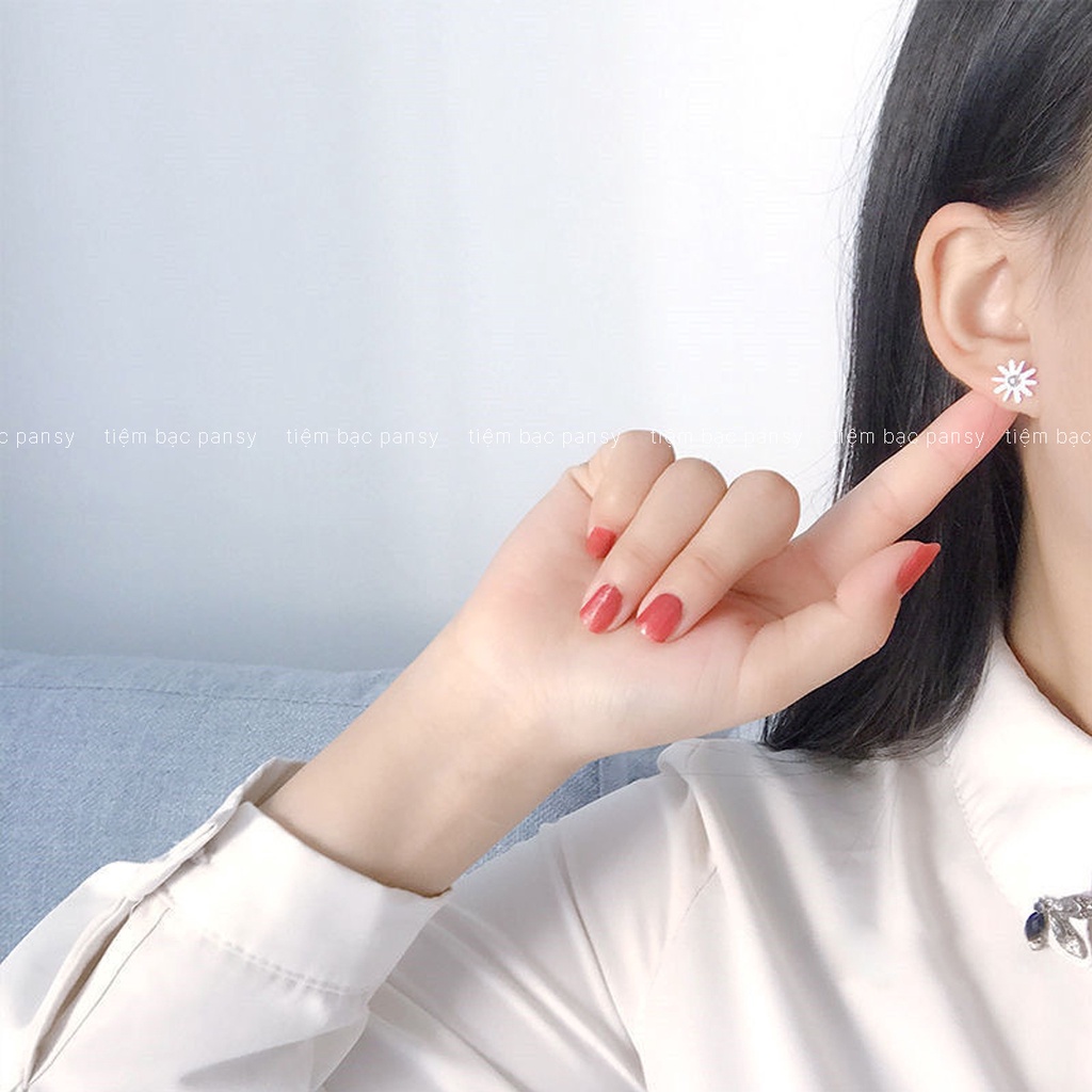 Bông tai bạc nữ PANSY hình mặt trời phong cách Hàn Quốc, khuyên tai bạc ta 925 thật hottrend