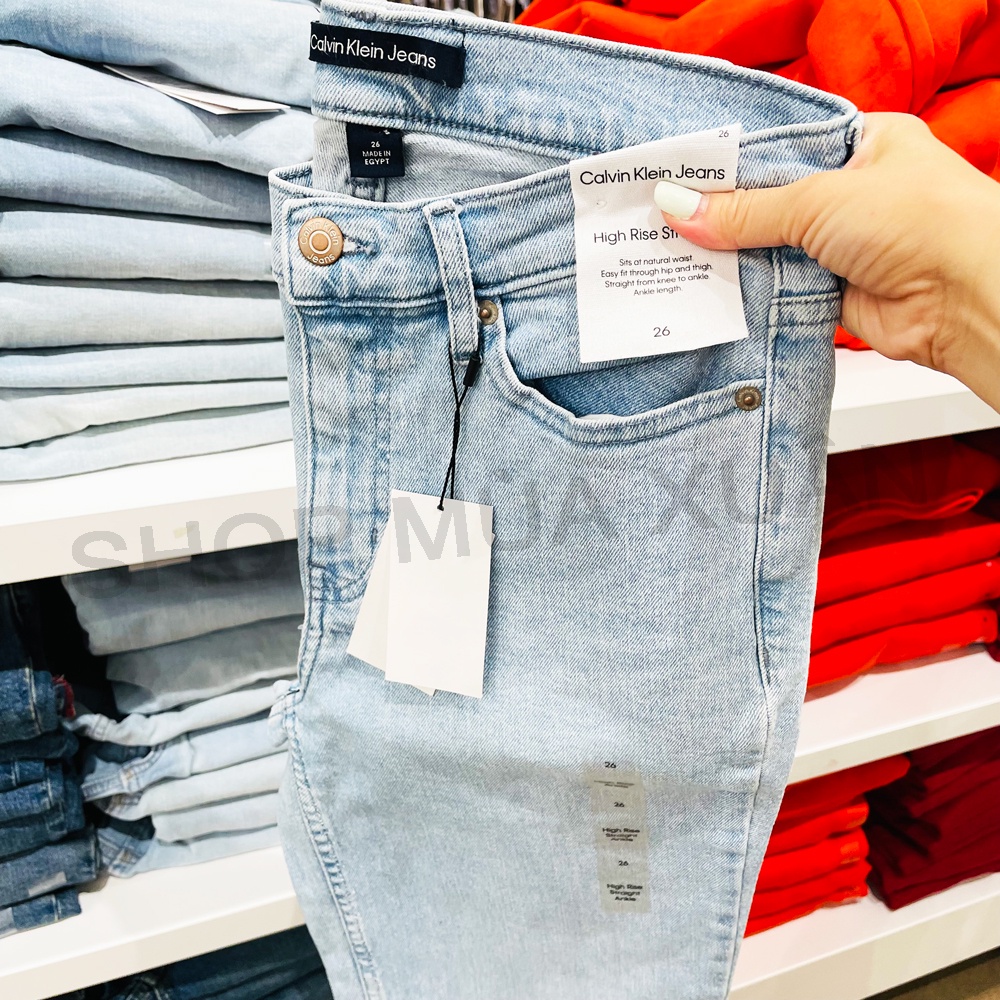 Quần jeans nữ Calvin Klein Jeans High Rise Straight - Light Blue