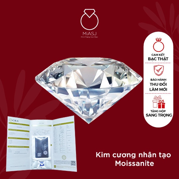 Đá Moissanite kim cương nhân tạo nhiều VVS1 Nước D giấy GRA siêu bắt sáng | MiASJ