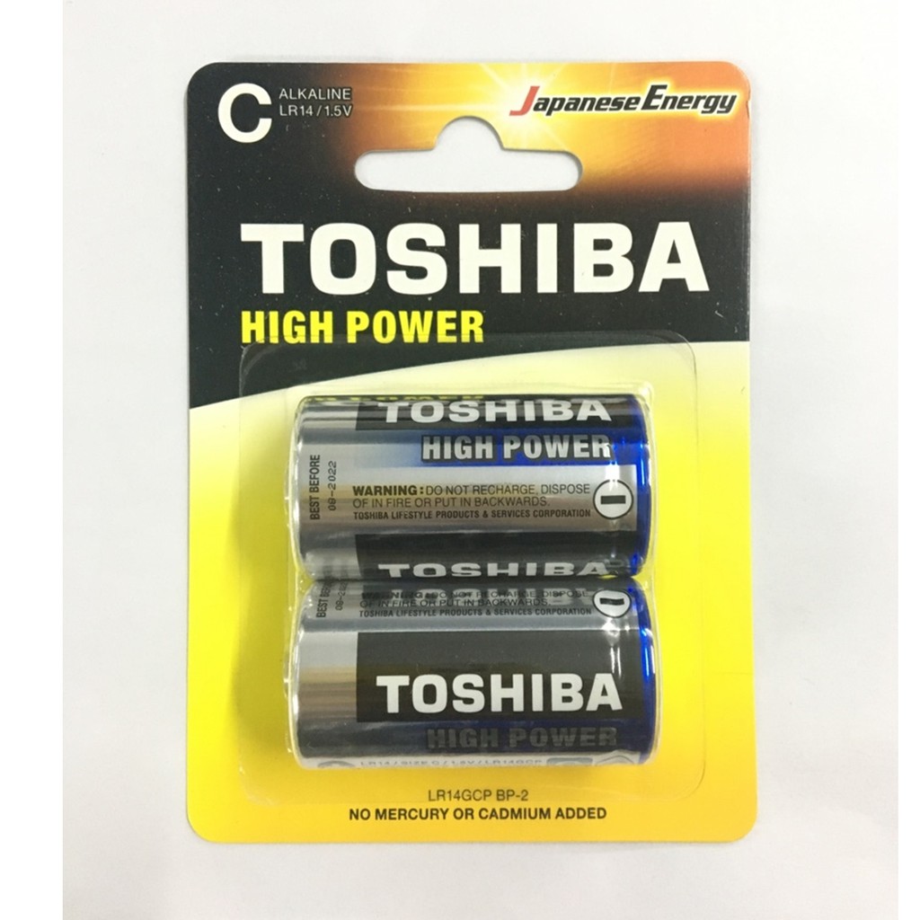Pin trung Alkaline Toshiba, size C, 1.5V, không sạc, LR14GCP BP-2