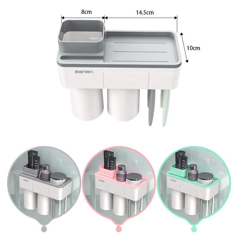 Giá Treo bàn chải dán tường phòng tắm sang trọng, kệ treo bàn chải và ly súc miệng nam châm (tặng kèm ly)