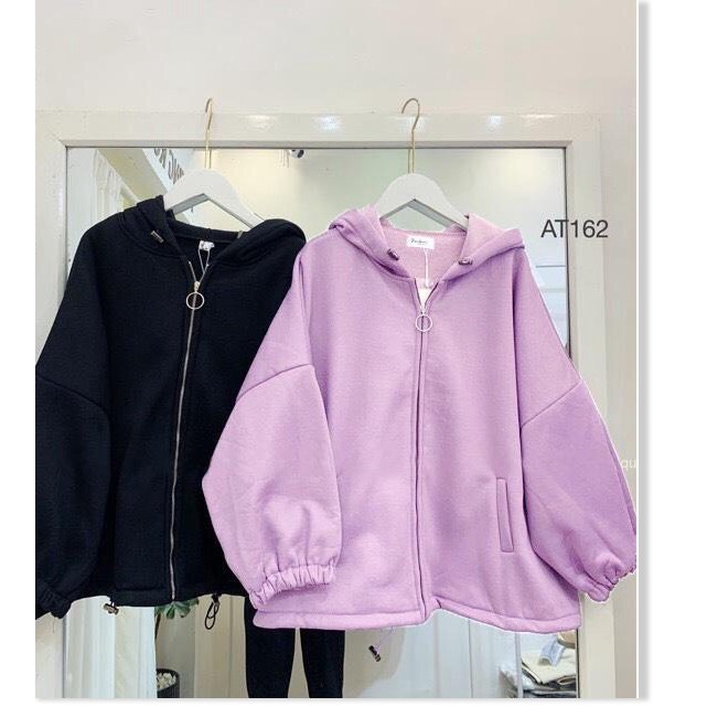 Áo hoodie,áo khoác hoodie nỉ nữ chất thun nỉ mềm mịn from rộng  ( có khóa kéo)