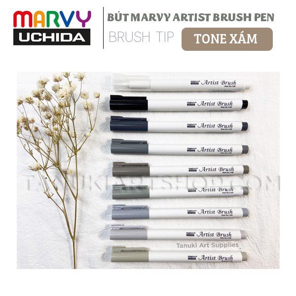 Bút Marvy Artist Brush ( Tone Xám )