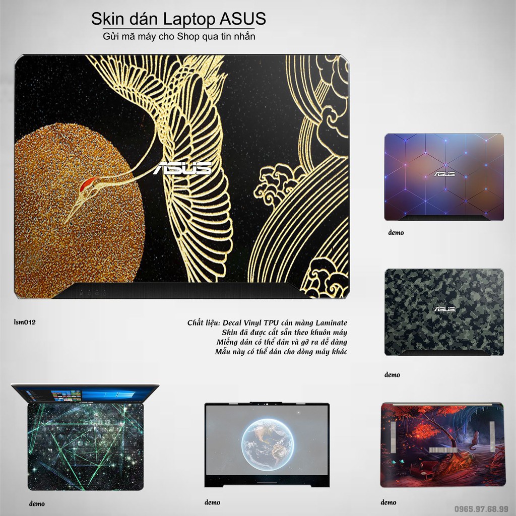 Skin dán Laptop Asus in hình Chim Hạc Phù Tang - lsm012 (inbox mã máy cho Shop)