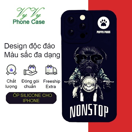 Ốp bảo vệ camera iphone hình chó Pug cao thủ Iphone 6 đến 13 VyVy phone case HA-22DOG1030