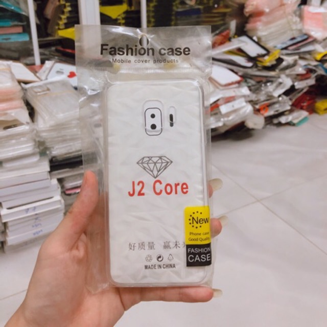 Ốp lưng Samsung J2 core vân kim cương 3D trong suốt trong suốt, dày dặn cao cấp