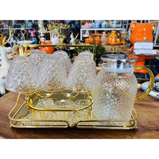 Combo cốc dứa kèm bình nước + khay + giá úp